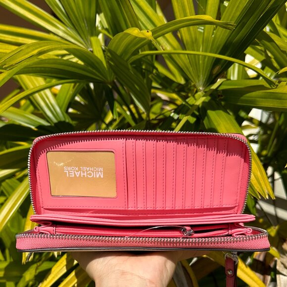 Michael Kors Jet Set Travel Large Continental Wallet Color-Block Tea Rose Multi - Picture 3 of 9